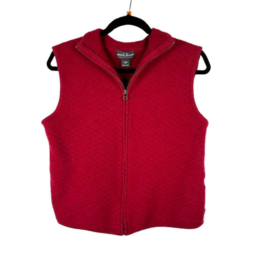 WOOLRICH Womens Size XL Full Zip Up Ruby 100% Wool Vest